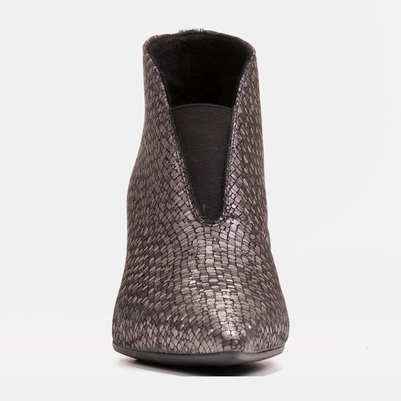 Marco Shoes 1460B smala gråa stövlar i skinn med gummiöverdel 1