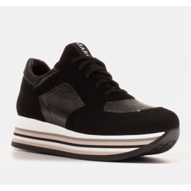 Marco Shoes Lätta sneakers på en tjock sula av naturläder svart 1