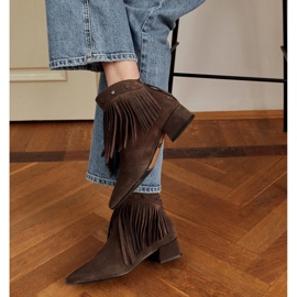 Marco Shoes Originalsockor i mocka med dekorativa fransar brun 1