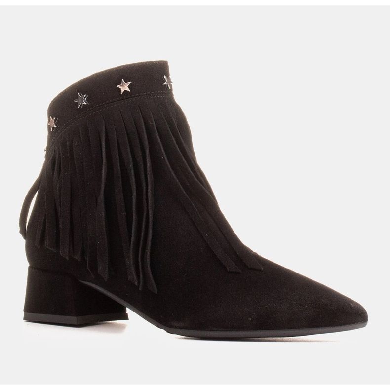 Marco Shoes Originalsockor i mocka med dekorativa fransar svart 1