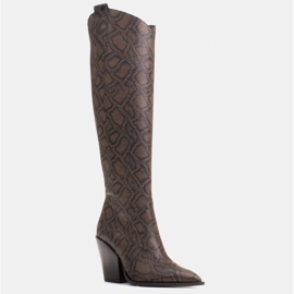 Marco Shoes Höga stövlar för kvinnor, cowboystövlar i äkta läder brun 1