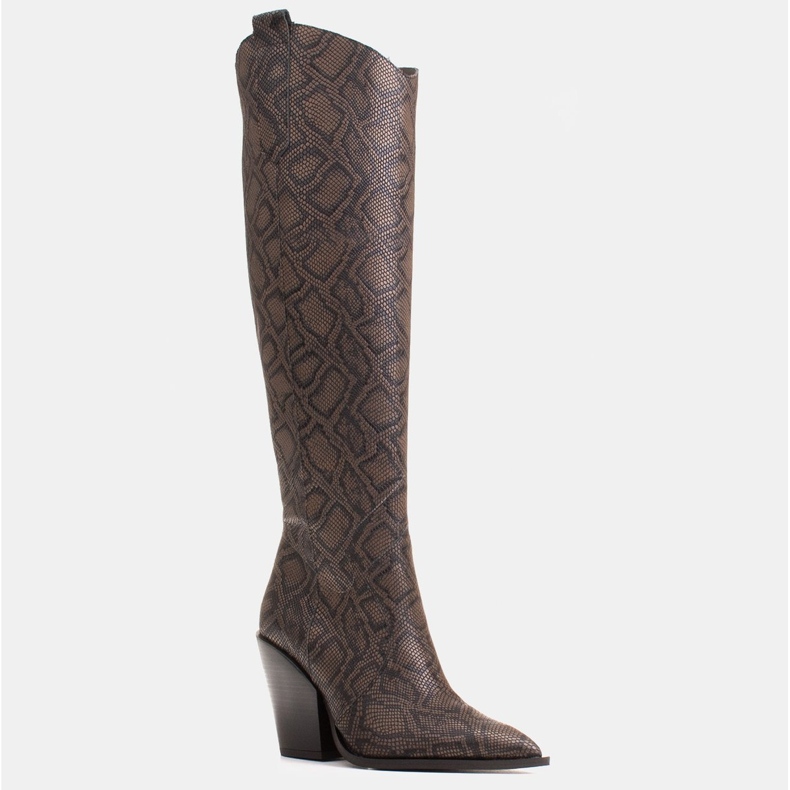 Marco Shoes Höga stövlar för kvinnor, cowboystövlar i äkta läder brun 1