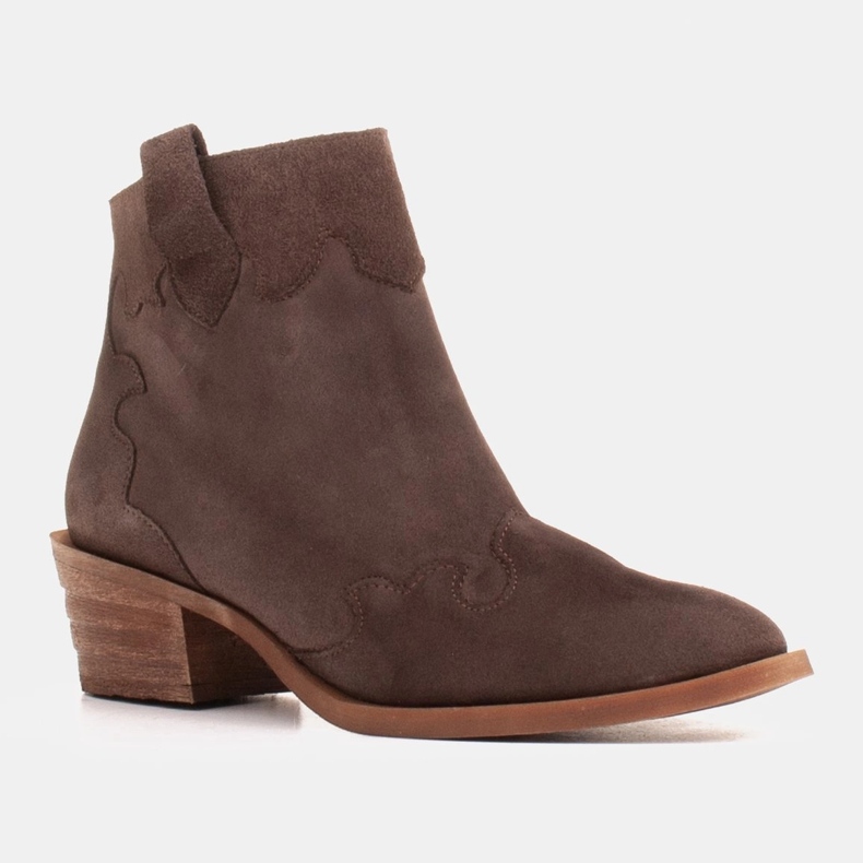 Marco Shoes Bruna cowboystövlar av äkta sämskskinn utan isolering 1