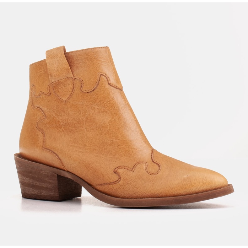 Marco Shoes Gula stövlar av oregelbundet skrynkligt naturläder 1