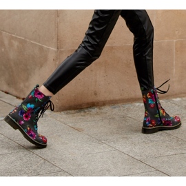 Marco Shoes Höga stövletter, stövlar i nubuckläder med blommigt tryck grå 2