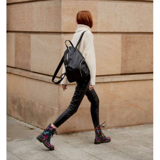 Marco Shoes Höga stövletter, stövlar i nubuckläder med blommigt tryck grå 1