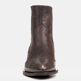 Marco Shoes Svarta cowboystövlar, blekt gammalt guldläder gyllene 1