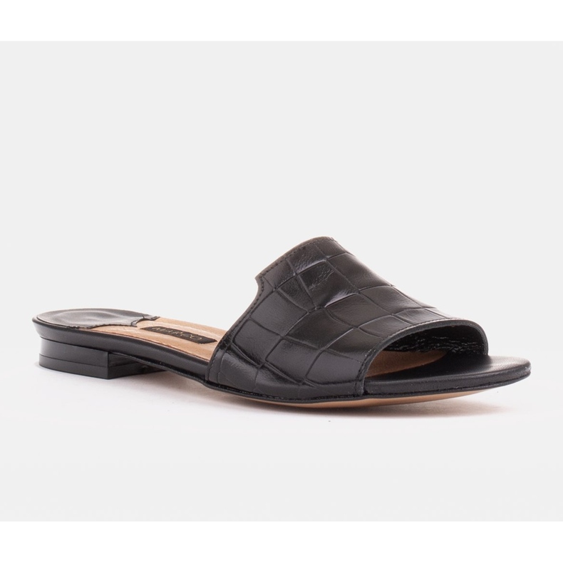 Marco Shoes Eleganta tofflor i svart läder för kvinnor 1