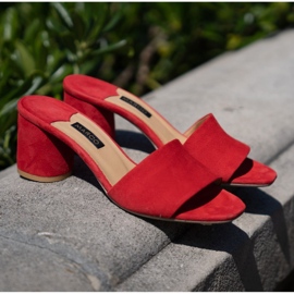 Marco Shoes Marco damtofflor tillverkade av naturmocka röd 1