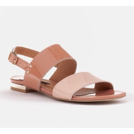 Marco Shoes Platta sandaler med lack och metallisk häl beige 1