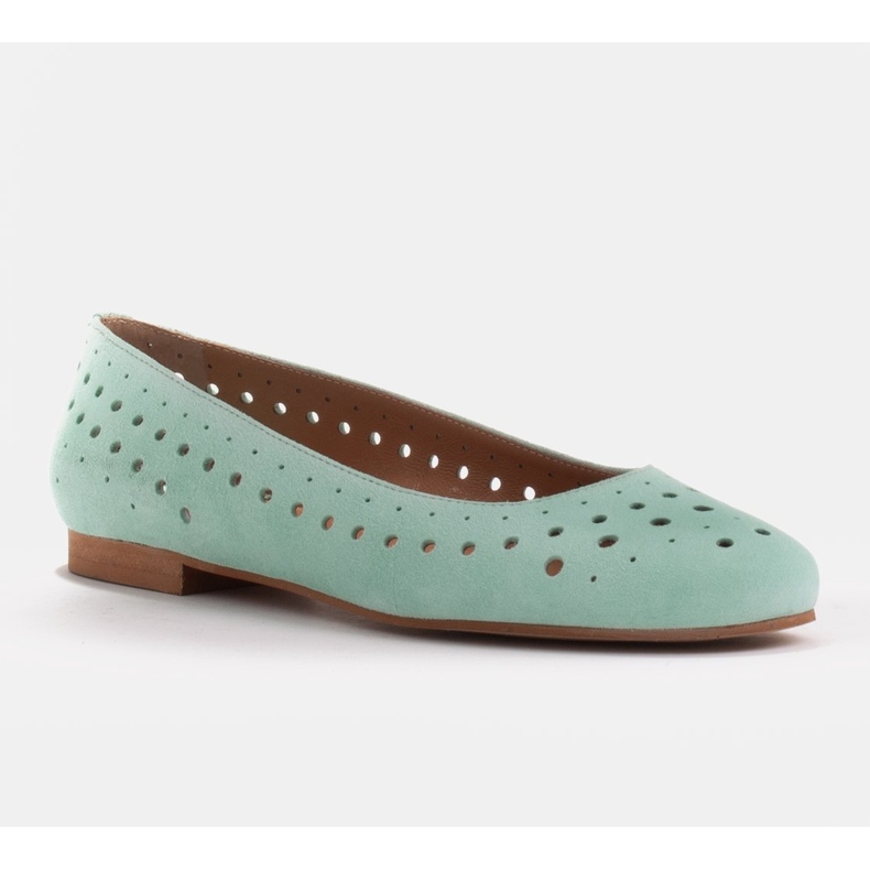 Marco Shoes Kvinnors ballerinor med perforering på överdelen grön 1