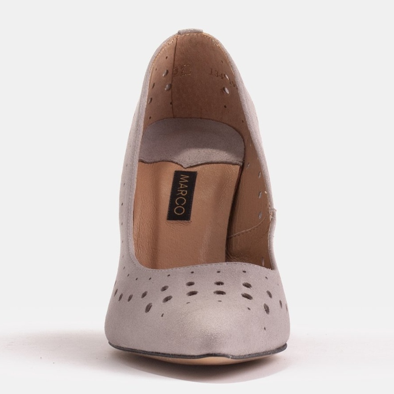 Marco Shoes Naturliga mocka stiletter med dekorativ perforering grå 1