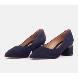 Marco Shoes Pumpar av naturmocka med silverdetaljer i hälen blå 2