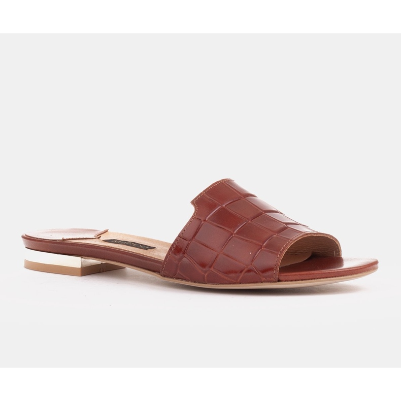 Marco Shoes Eleganta bruna läder tofflor för kvinnor 1