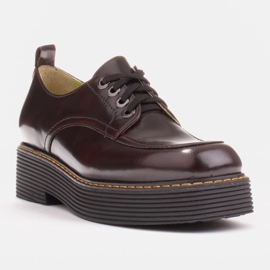 Marco Shoes Chiara loafers i borstad läder svart röd 2