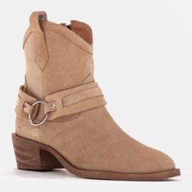 Marco Shoes Kaja cowboystövlar med dekorativt bälte beige 1