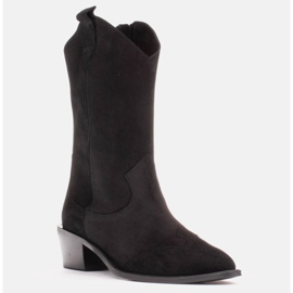 Marco Shoes Svarta cowboystövlar tillverkade av naturmocka 1