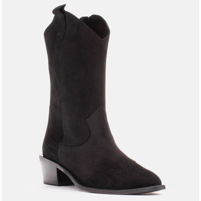 Marco Shoes Svarta cowboystövlar tillverkade av naturmocka 1