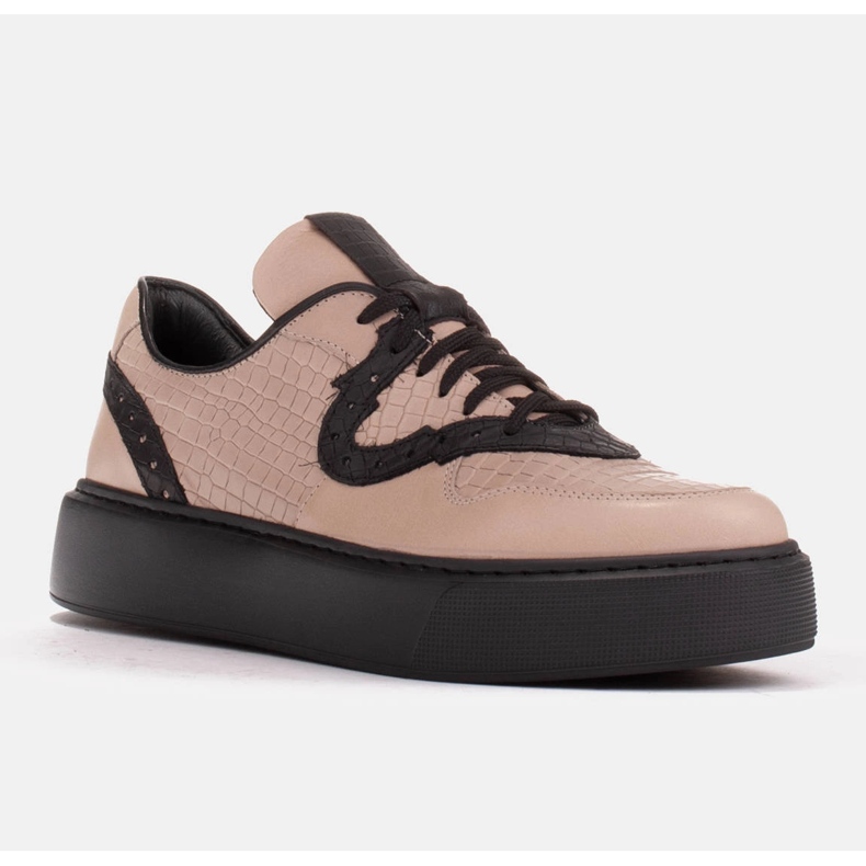 Marco Shoes Lätta sneakers gjorda av naturläder beige 1