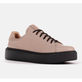 Marco Shoes Lätta sneakers i nappaläder beige 1