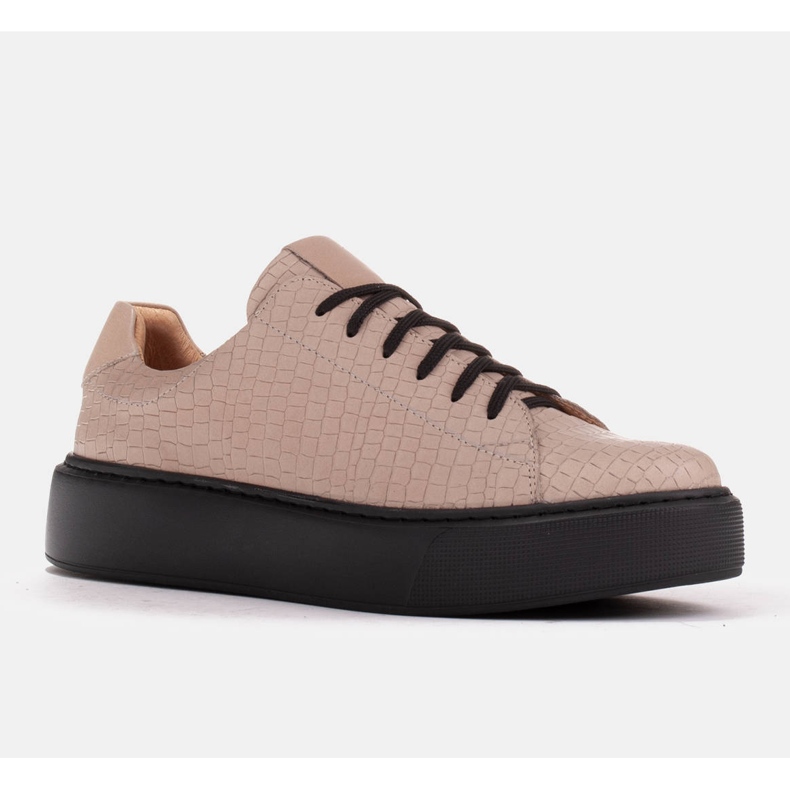 Marco Shoes Lätta sneakers i nappaläder beige 1