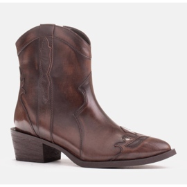 Marco Shoes Cowboystövlar av handpolerat läder brun 1