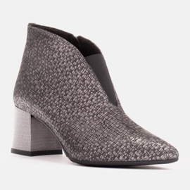 Marco Shoes Smala ankelstövlar i silver med gummi i ovandelen grå 1