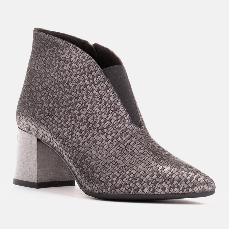 Marco Shoes Smala ankelstövlar i silver med gummi i ovandelen grå 1