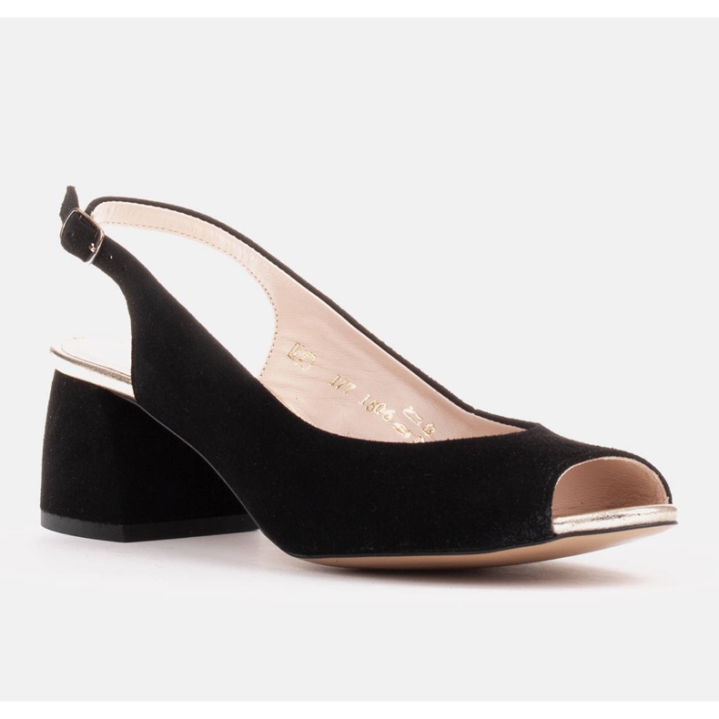 Marco Shoes Svarta mockasandaler med stabil klack 1