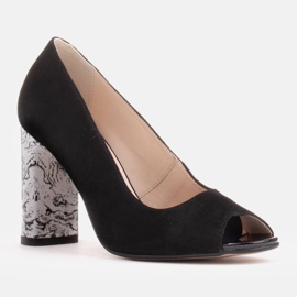 Marco Shoes Svarta 1100P pumps med svart och vit klack 1