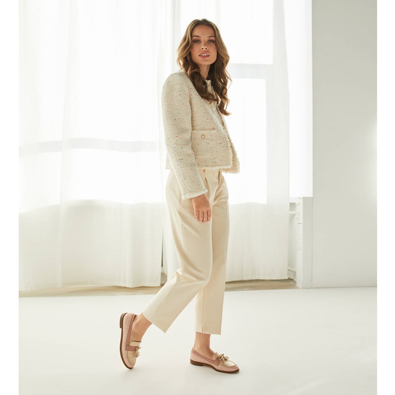 Marco Shoes Loafers med dekorativa fransar beige rosa 1