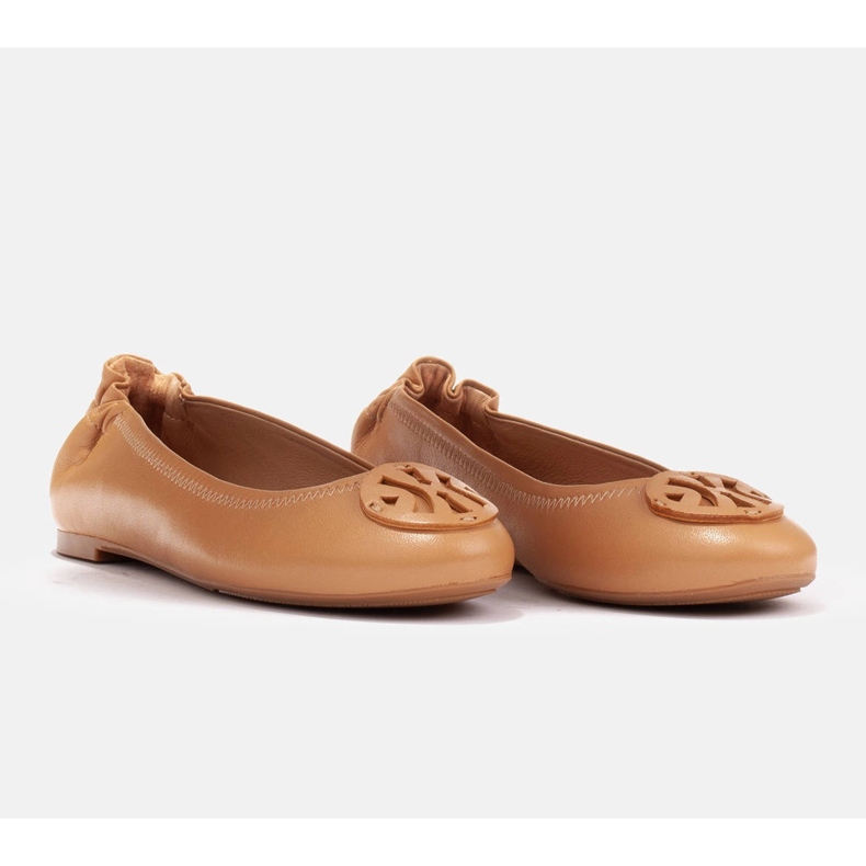 Marco Shoes Ballerinor med platt läderdekoration brun 1