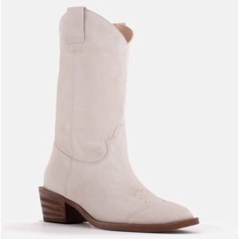 Marco Shoes Cowboystövlar utan naturlig mockaisolering vit 1