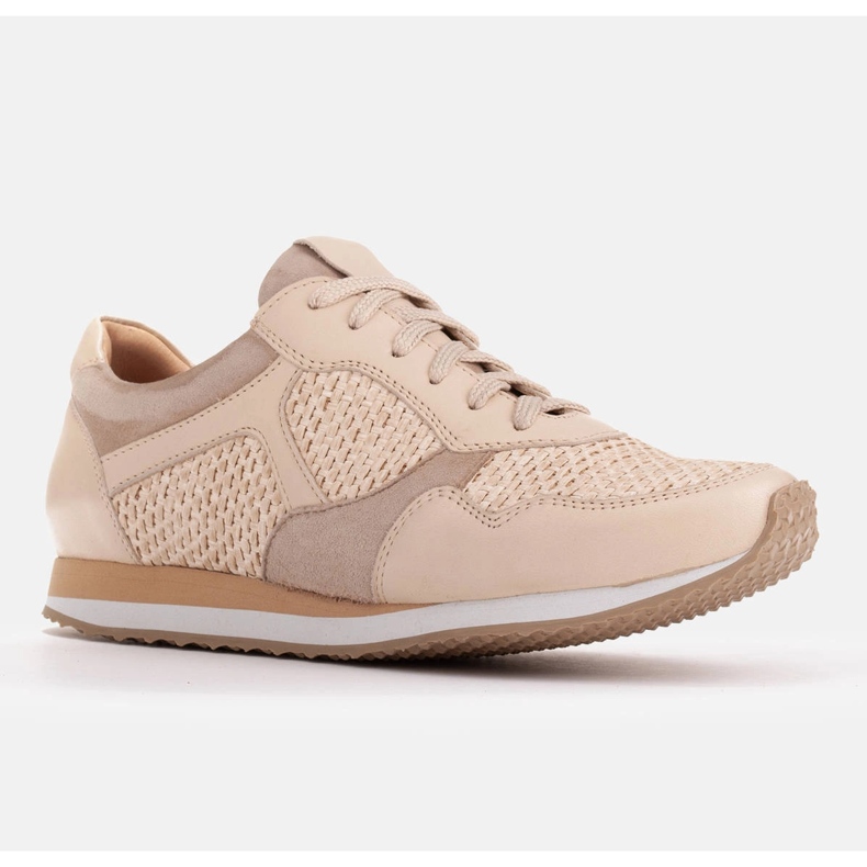 Marco Shoes Sneakers med inslag av raffia och grain läder 2229P-1273-1280-047-1 beige 1