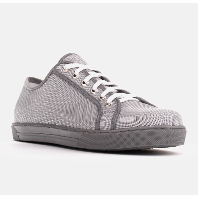 Marco Shoes Sneakers gjorda av intressant silverfärgat tyg grå 1