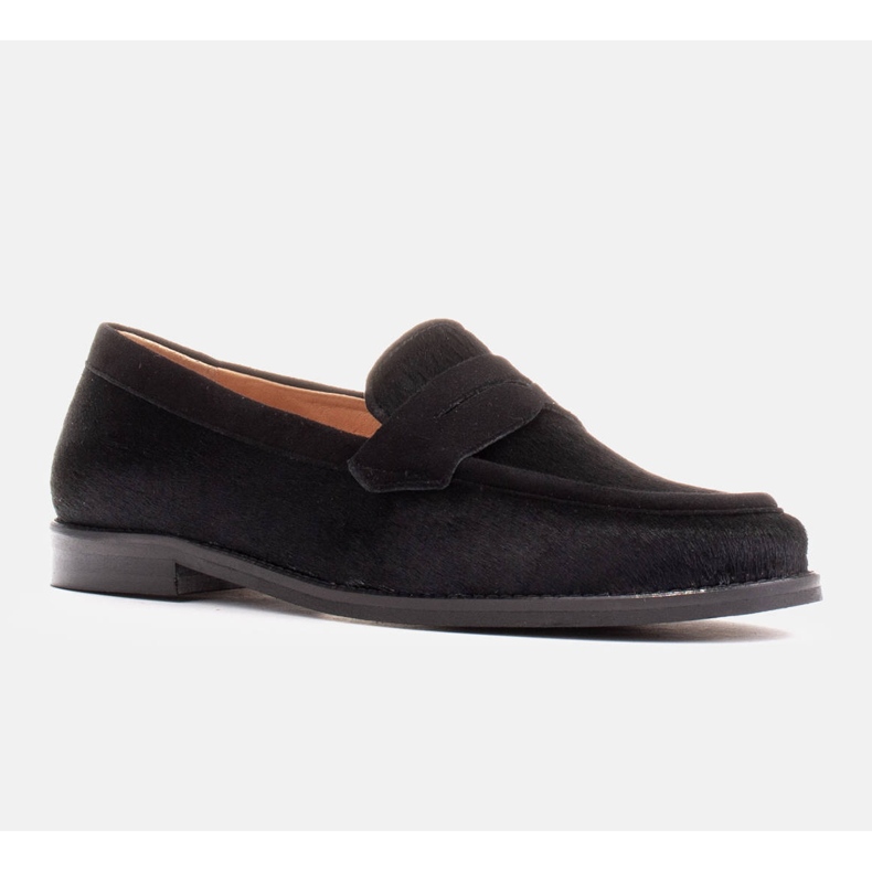 Marco Shoes Loafers, naturligt läder med hår svart 1