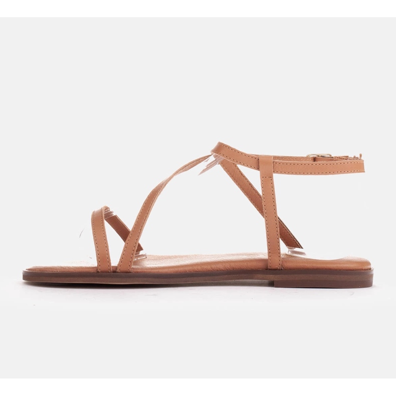 Marco Shoes Lädersandaler med platt botten brun 2