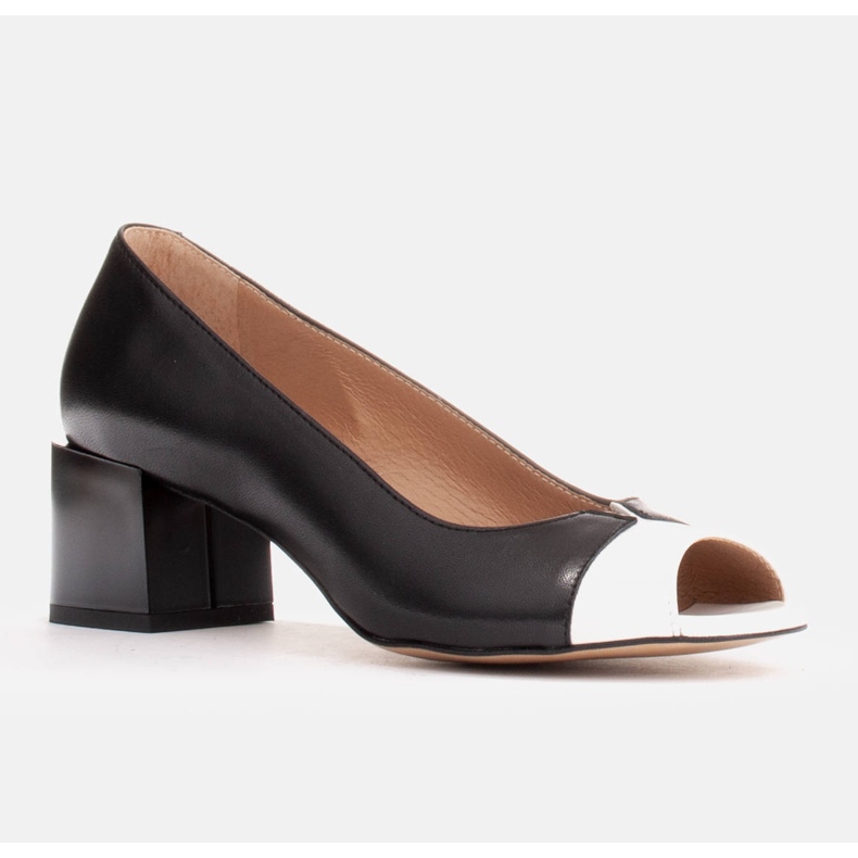 Marco Shoes Svarta och vita pumps i läder 1