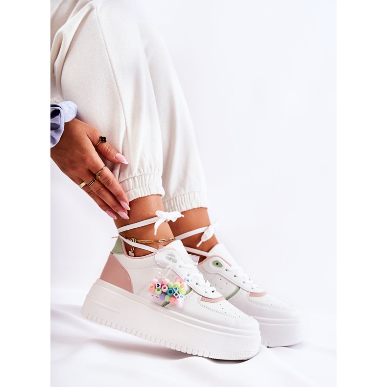 PS1 Knytna sportskor för kvinnor Sneakers Vita och Rosa Manila 2