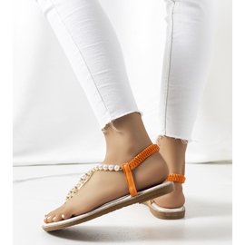 Orange sandaler med Tana pärlor silver- 2