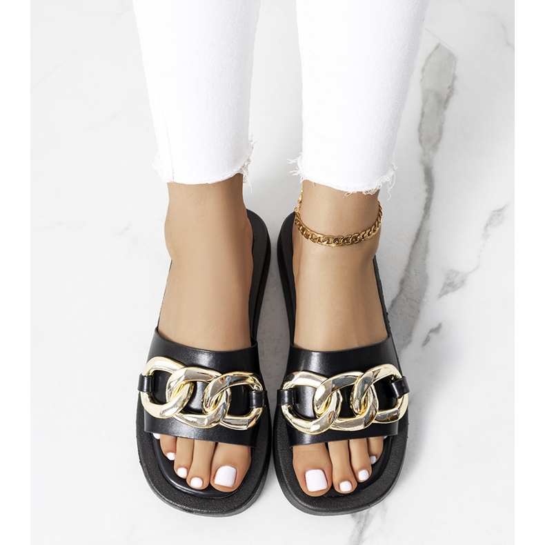 Svarta tofflor med Bragg-kedja 1