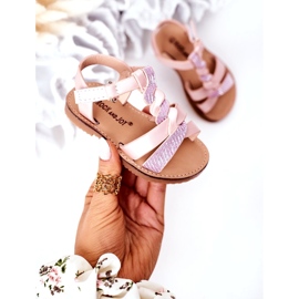Rosa barnsandaler med glitter 5