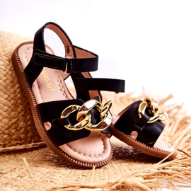 FR1 Barnsandaler med svart Layra kardborre gyllene 1