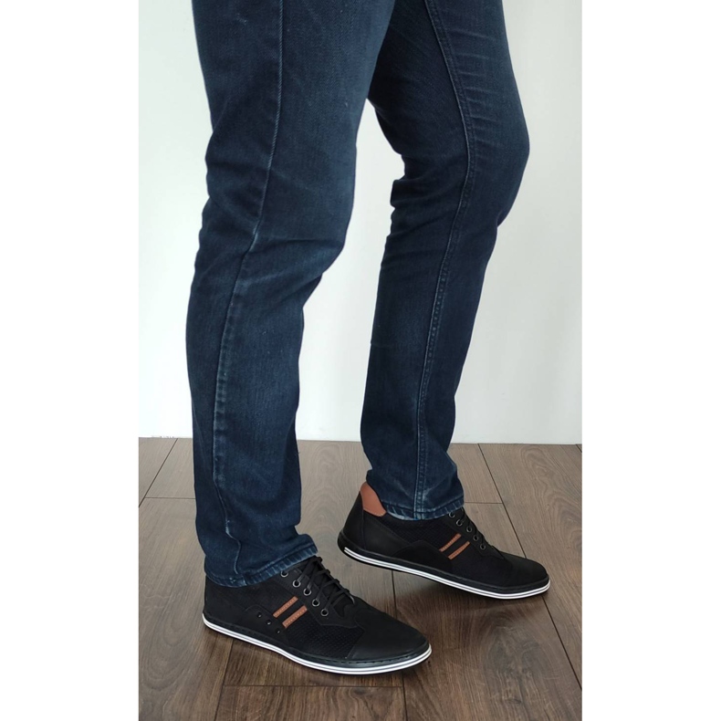 Polbut Casual herrskor 1801P svart nubuck / kamel brun 5