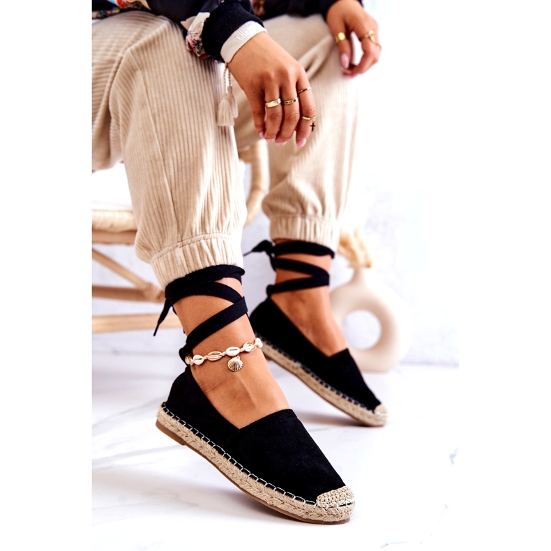 FB1 Ismanne Black Mocka Espadrilles bundna svart 4