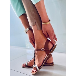 Basma Camel iriserande damsandaler brun 2