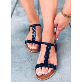 Basma Svarta iriserande damsandaler 1