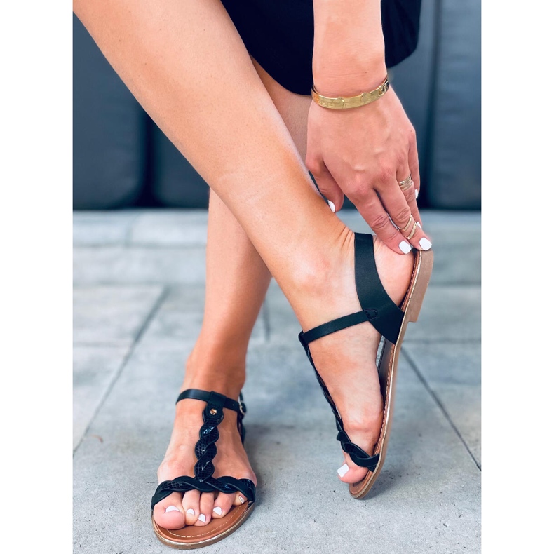 Basma Svarta iriserande damsandaler 2