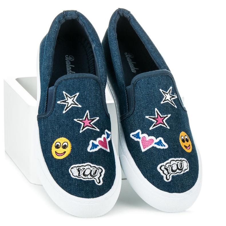 Balada Denim Slipons Med Plåster blå 1