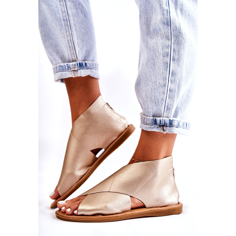 S.Barski Kvinnors lädersandaler Guld Catalise gyllene 4